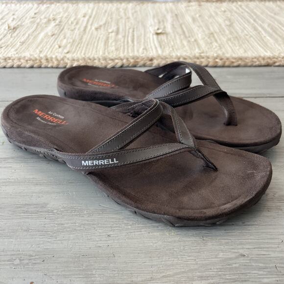 Merrell Terran Ari Post Chocolate Brown Thong Sandal Women’s Sz 10 - Picture 1 of 10